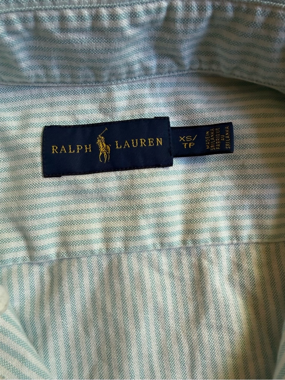 Polo Ralph Lauren blue and white striped cotton oxford short-sleeve shirt. - Picture 4 of 7